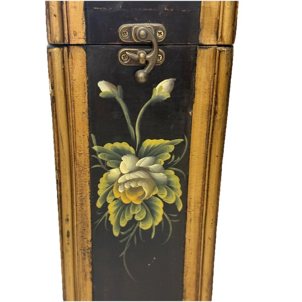 Decorative Wooden Wine Bottle Storage Box With Floral Design Great Gift